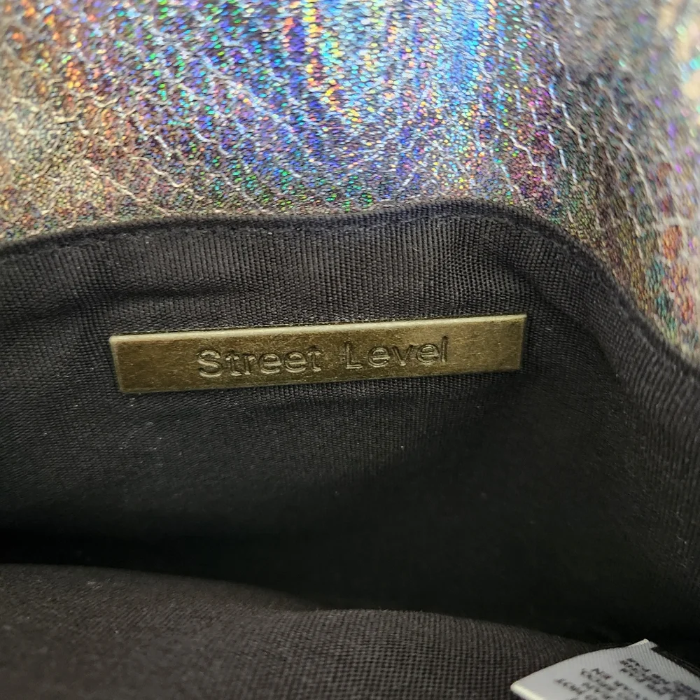 Street Level Crossbody Metallic Handbag Plain or Chain Straps Dress Up or Down